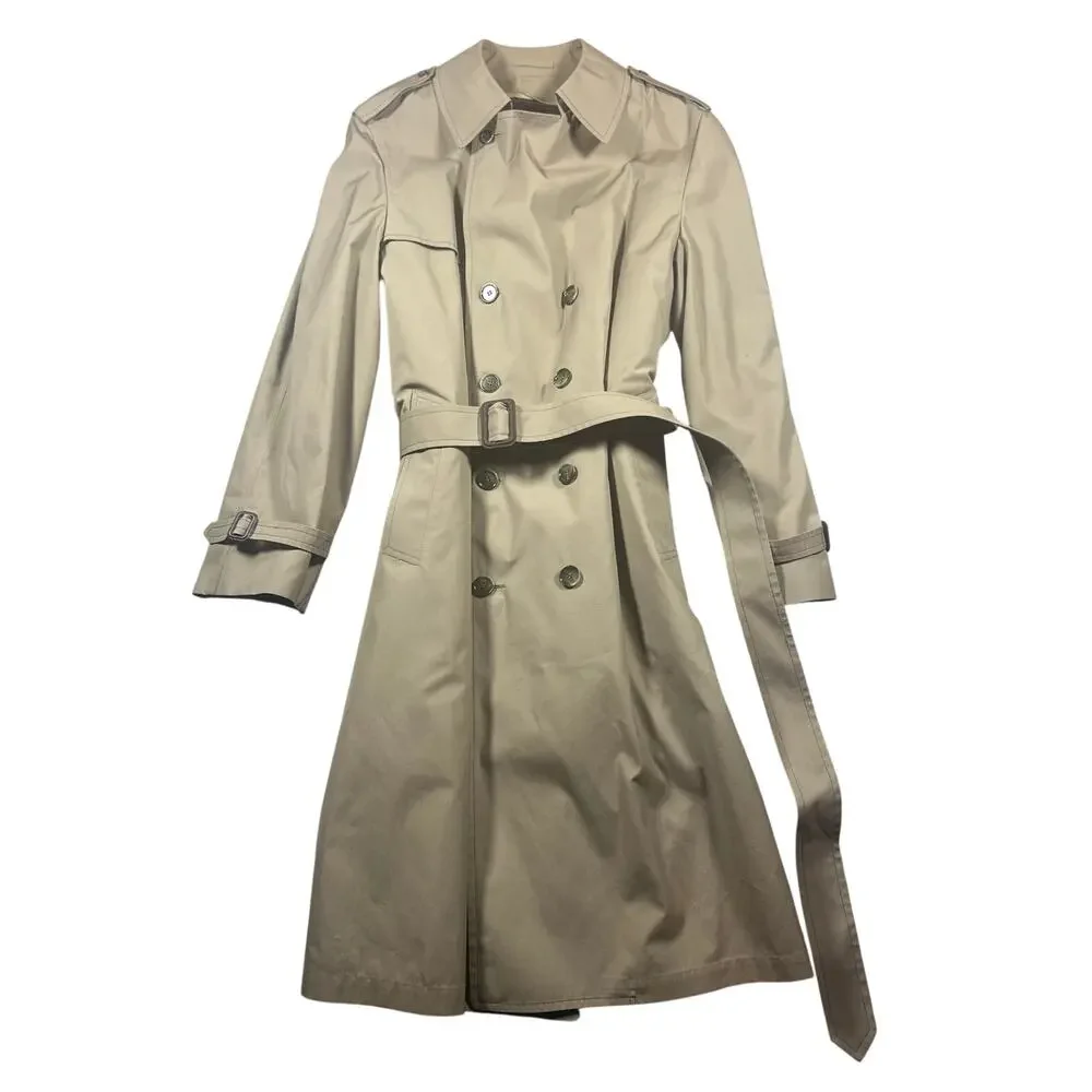 London Fog Belted Double Breasted Trench Coat Men's XL Long Beige Classic